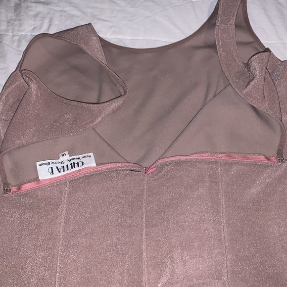 Vintage 1X 14 Chetta B nude tailored body con hidden back zipper dress 100% silk - Picture 5 of 7